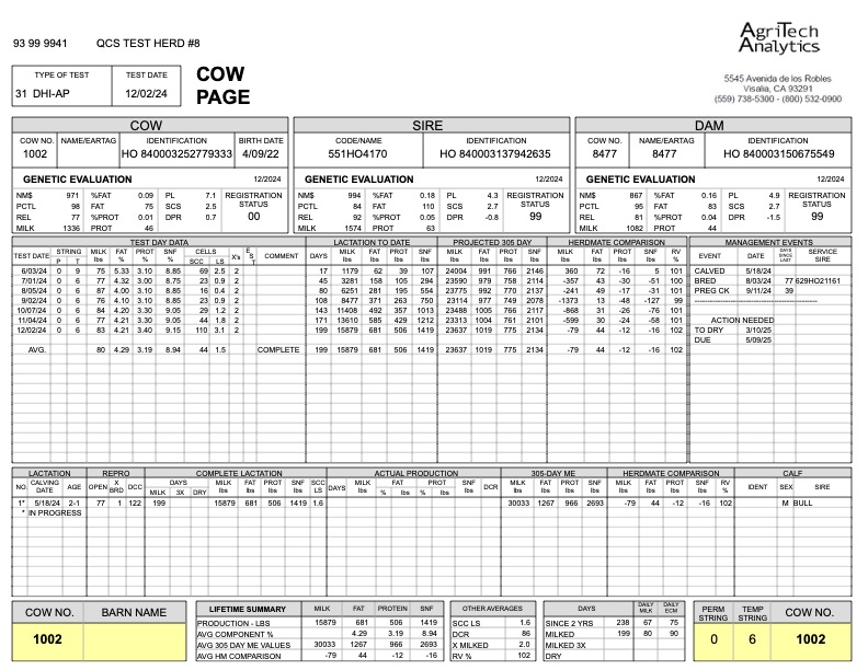Large Herd Cow Page